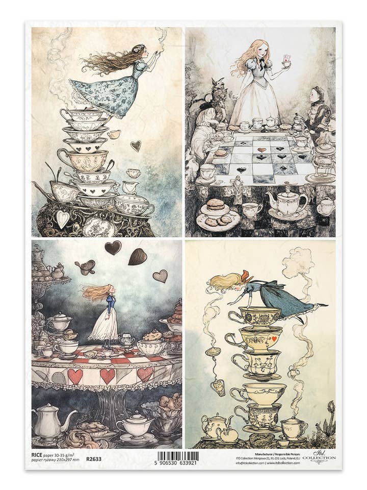 R2633 - Alice’s Tea Party - Rice Paper A4 for wholesale by Decoricepaper