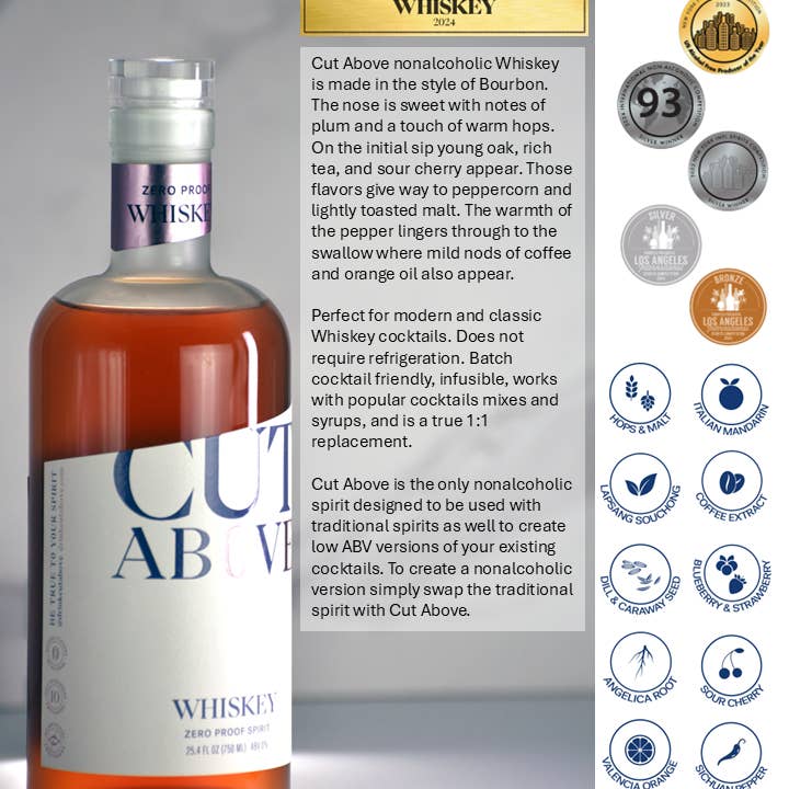 Cut Above Zero Proof Spirits - Vente Spiritueux/Vins/Bières sans alcool - Whisky résistant à zéro