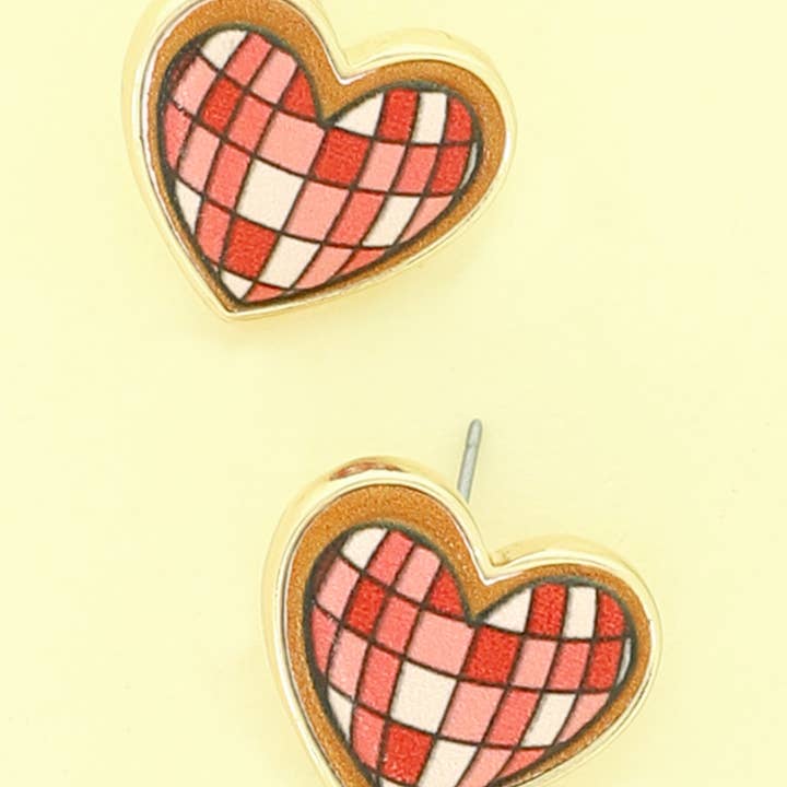 Valentines Themed Checker Pattered Earrings for wholesale by SP Sophia Collection