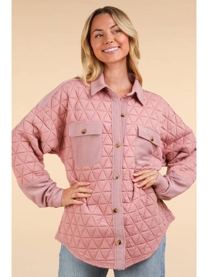 VERY J - Wholesale Shirt Jacket/Shacket - Women's - NT11775-Oversized Quilted Cozy Shacket Jacket