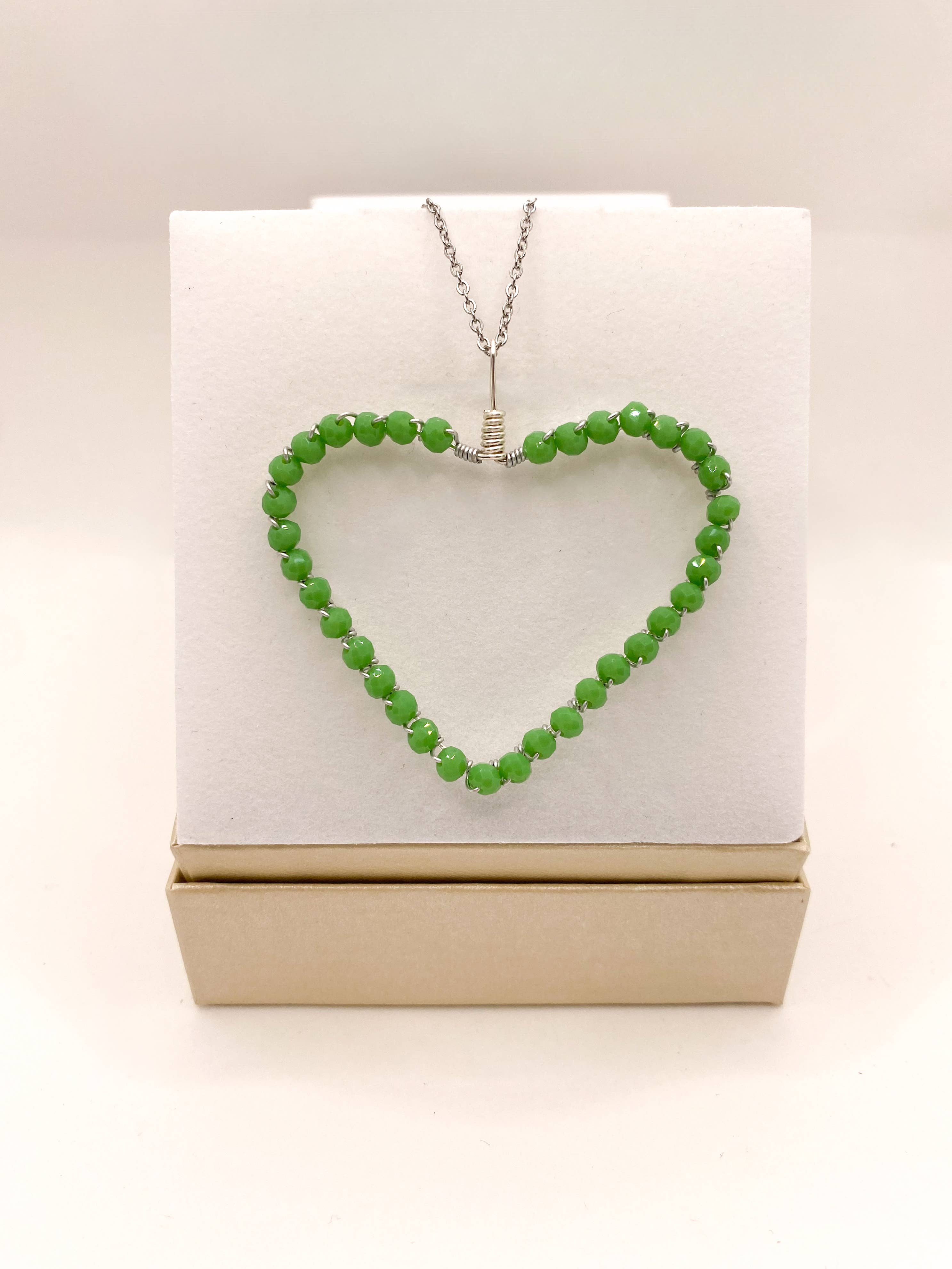 DeliArt - Wholesale Snap Jewelry - GREEN HEART NECKLACE UNIQUE PIECE