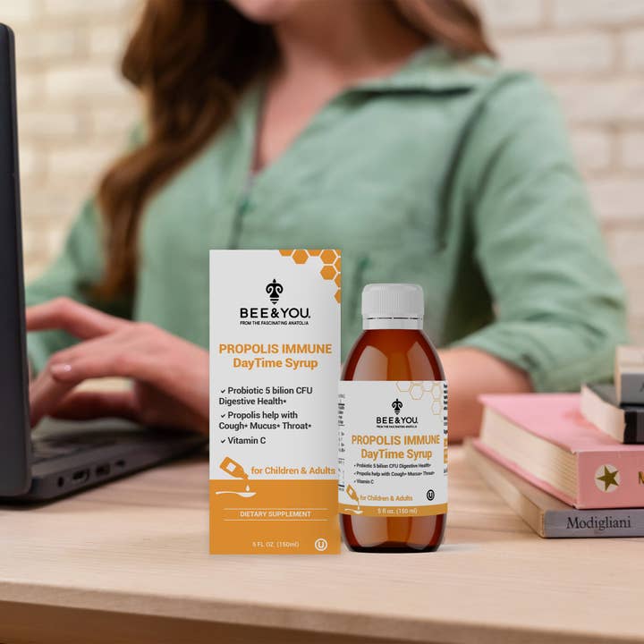 BEE&YOU - Wholesale Honey - Propolis Immune DayTime Syrup - Probiotic, 150 ml