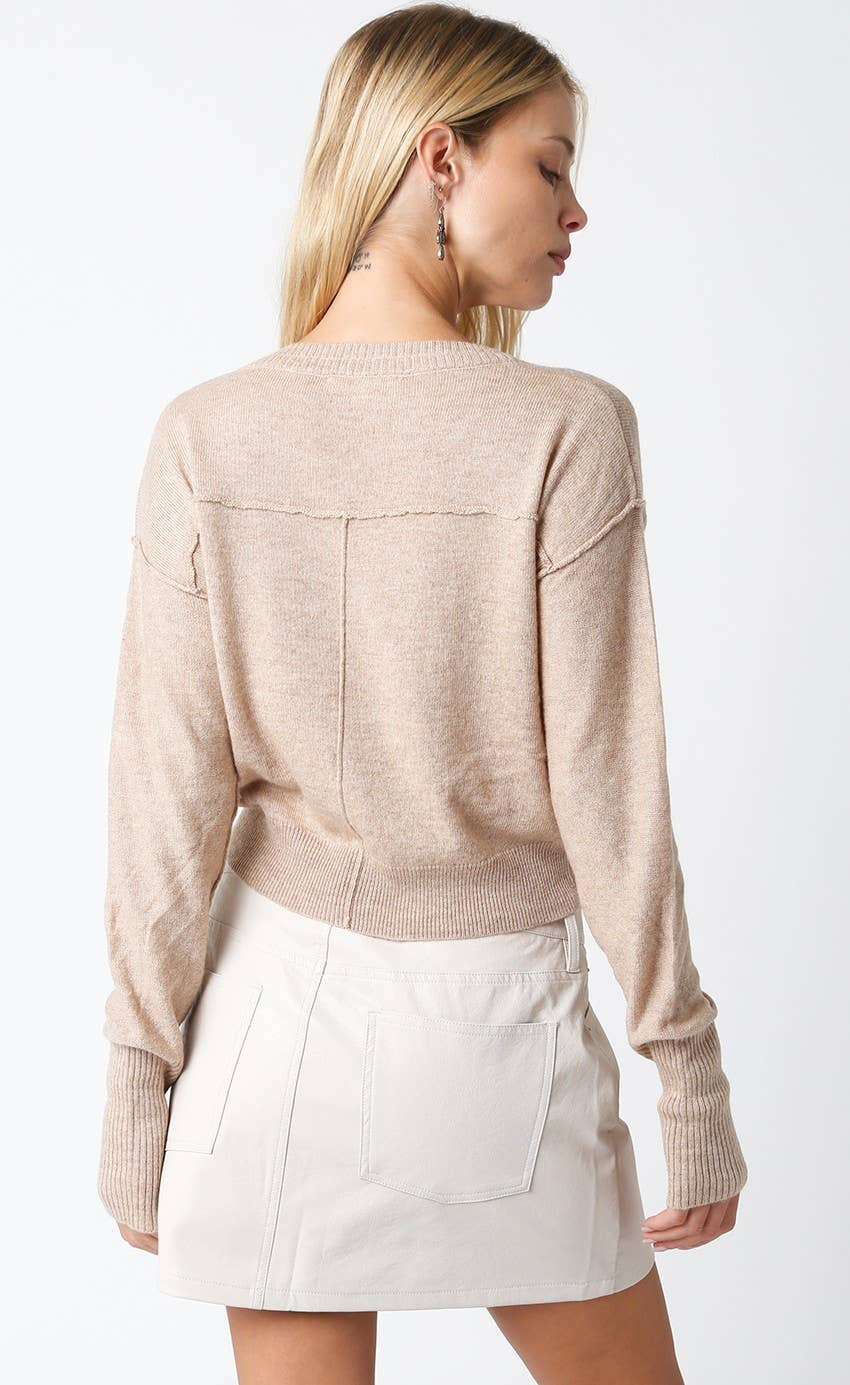 Olivaceous - Vente Pull en maille – femme - Chelsea Pull col V4