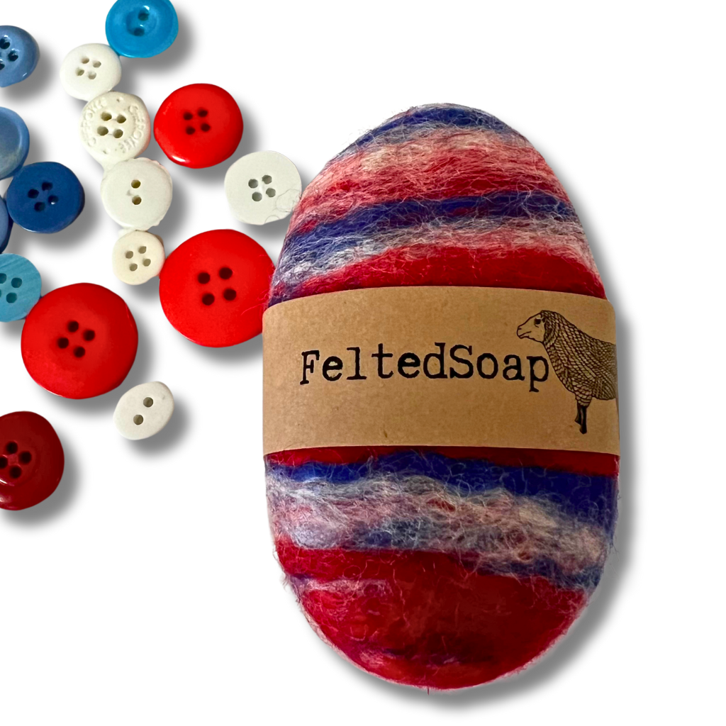 Twisted Purl LLC - Wholesale Bar Soap - Felted Soap American Colors Blended & Solid Red White Blue3