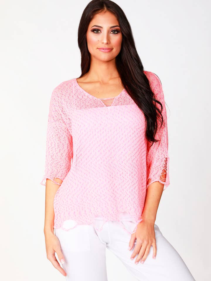 Rå skåret hæklet top for engroshandel hos French Kyss