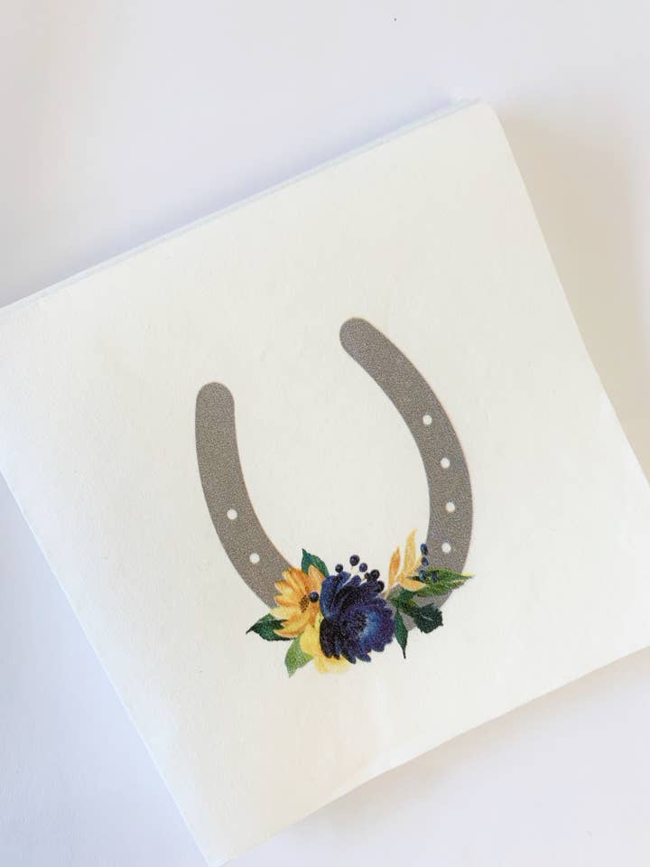 Kentucky Derby Blue & Yellow Cocktail Napkins | Set of 16 for wholesale by EnFete, LLC