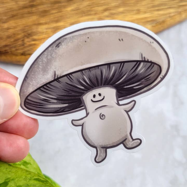 Portobello Mushroom Vinyl Sticker, 3x2.7" for wholesale by Chez Louie Designs