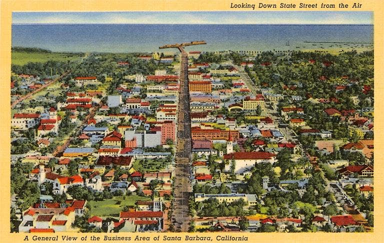 Found Image Press – wholesale Postcard – Postcard SB-35 View over Santa Barbara, California0