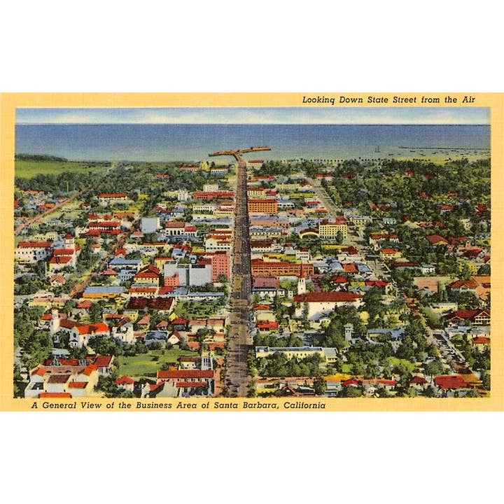 Found Image Press – wholesale Postcard – Postcard SB-35 View over Santa Barbara, California