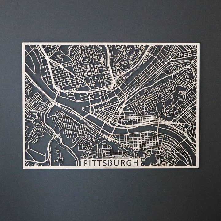 Mapa da cidade em madeira, EUA Pittsburgh PA por atacado de Papurino