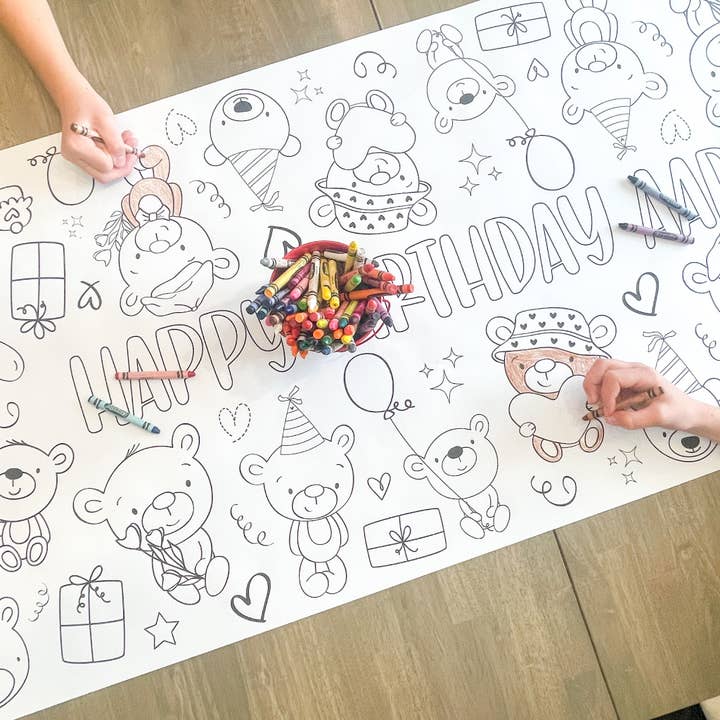 Teddy Bear Coloring Table Runner| Happy Birthday for wholesale by Party in a pinch