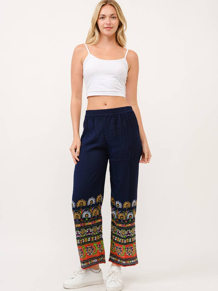 Elia Contrast Print Pants for wholesale by Raj Trading & Imports (USA) Inc.