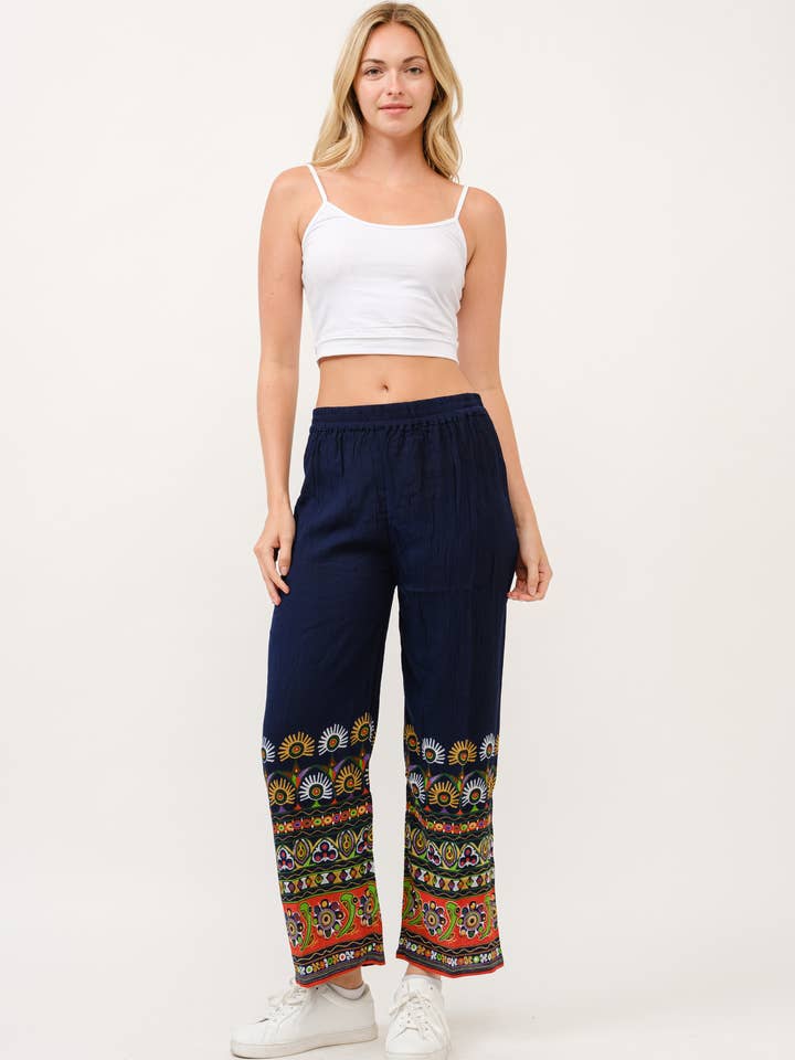 Elia Contrast Print Pants for wholesale by Raj Trading & Imports (USA) Inc.