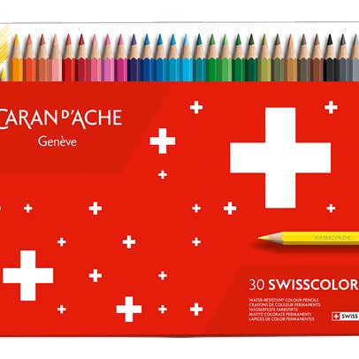 Caran d'Ache - Wholesale Colored Pencil - Set of 30 Permanent Pencils SWISSCOLOR in Metal Box