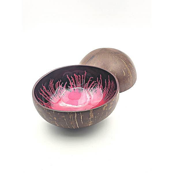 Bamboo Spirit - Wholesale Decorative Plate/Dish/Bowl - Coconut Bowl painted Feathers