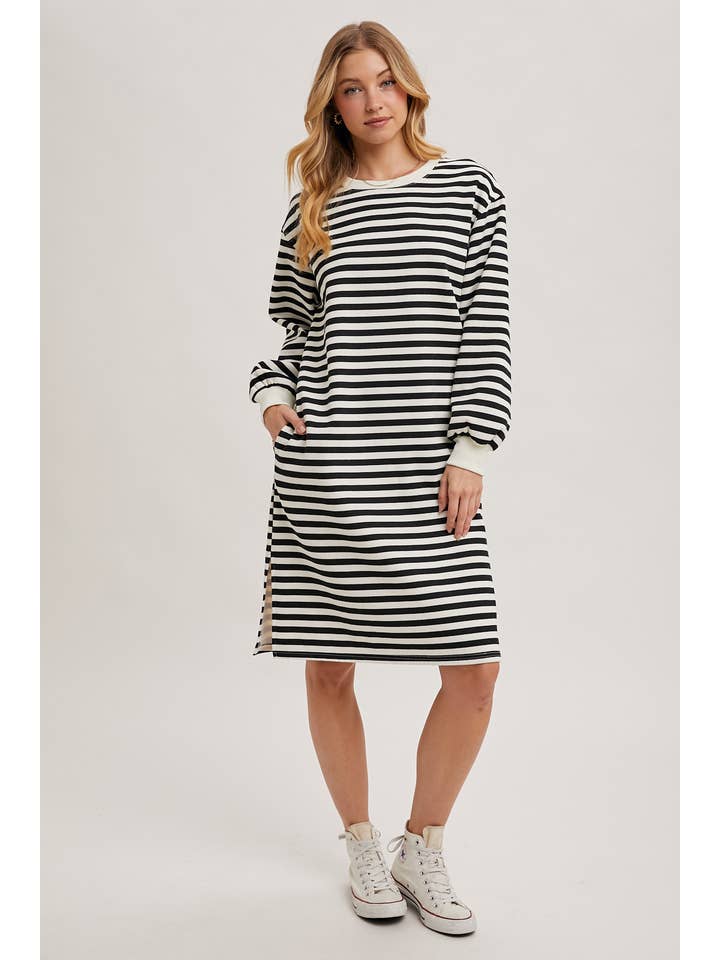 Bluivy – wholesale Klänning - Dam – RANDIG FRANSK FROTTÉ MIDIKLÄNNING17