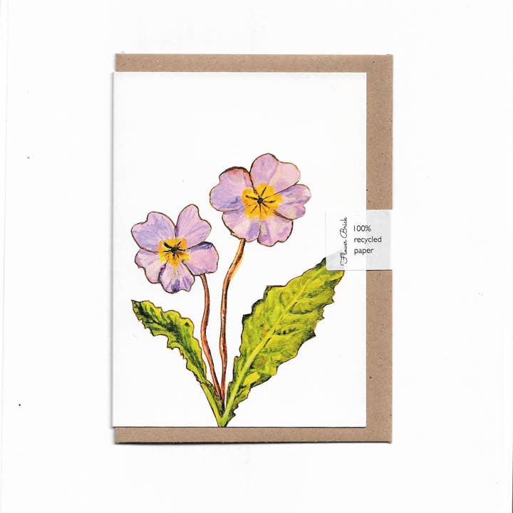A6 100% Recycled "Primrose" Greeting Card for wholesale by Flower Brick