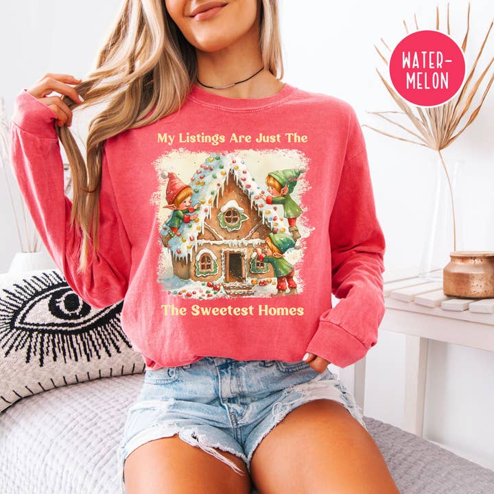 Funny Real Estate Agent Christmas Comfort Colors Unisex Long Sleeve Shirt for wholesale by CindyL Boutique