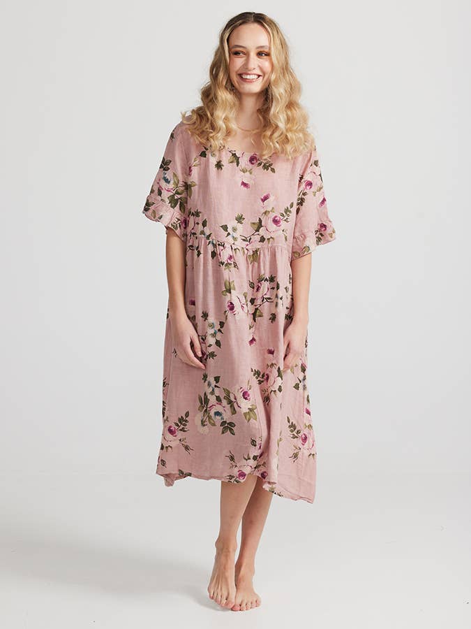 Miss Rose Sister Violet - Wholesale Dress - Women's - WOMEN'S - AUDREY FLORAL LINEN DRESS15
