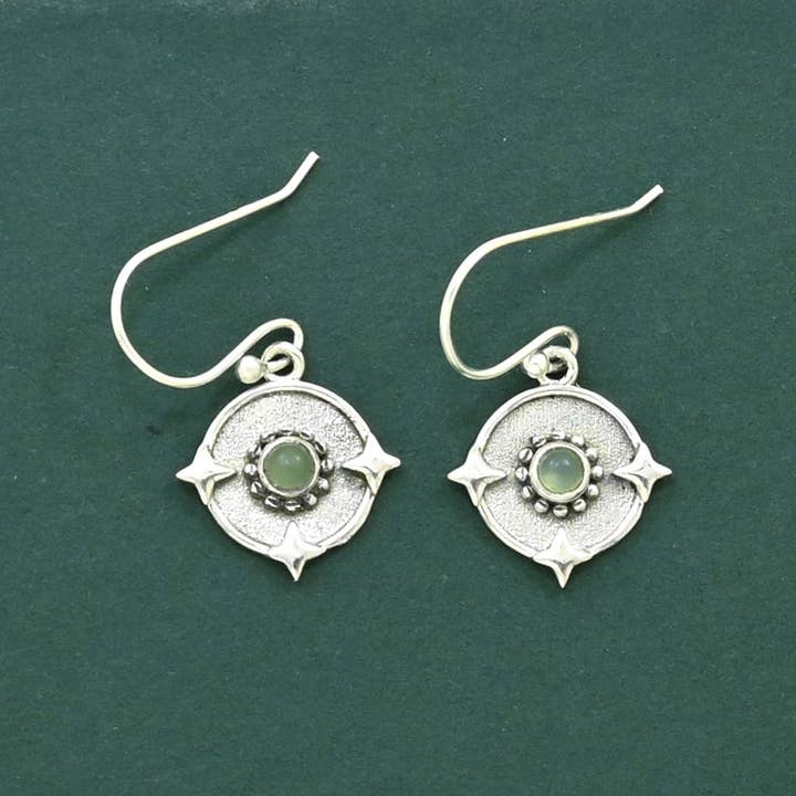 Boucles d’oreilles vintage en argent 925 avec calcédoine aigue-marine pour la vente par Schmuckoo Berlin