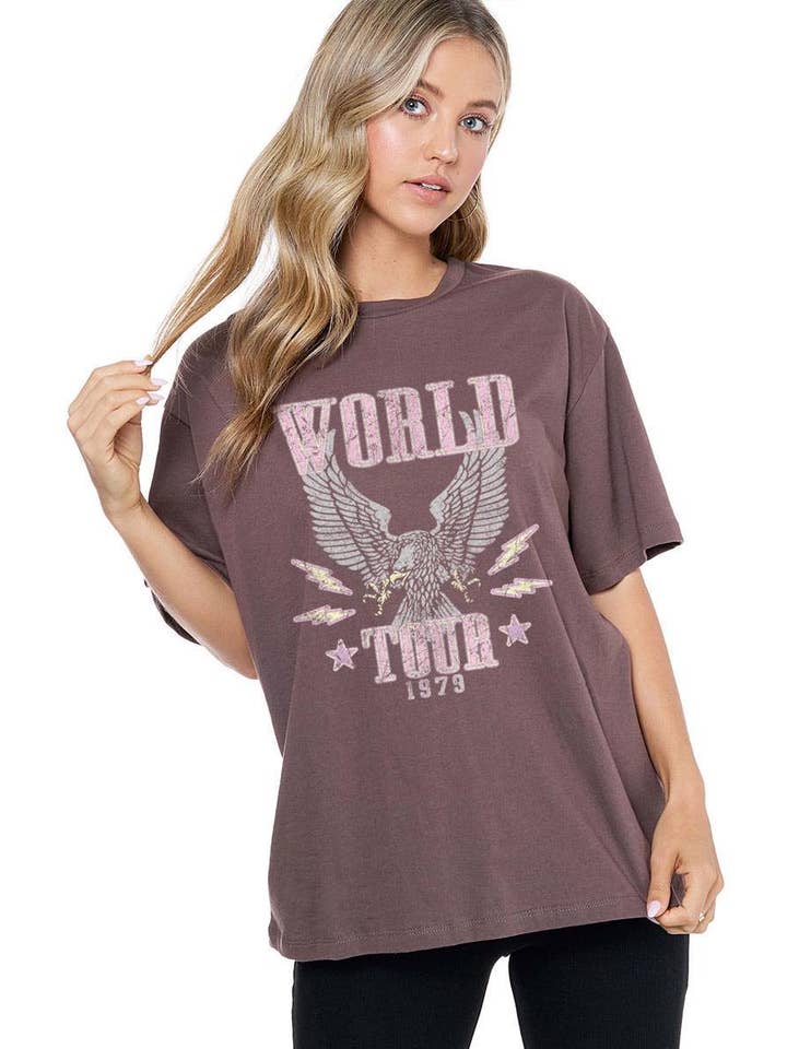 Zutter - Wholesale Screen Printed T-Shirt - Women's - World Tour Vintage Eagle Graphic Top