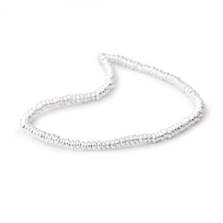 Beads of Cambay - Wholesale Beads - 3mm Sterling Silver Plain Disc 8 inch 130 beads