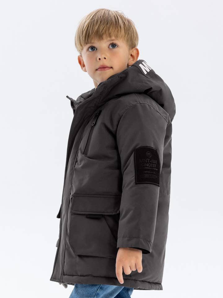Chaqueta estilo utilitario para niños con bolsillos, forro acolchado, gris, 2-14 años. para venta al por mayor de Minoti sp. z o.o.