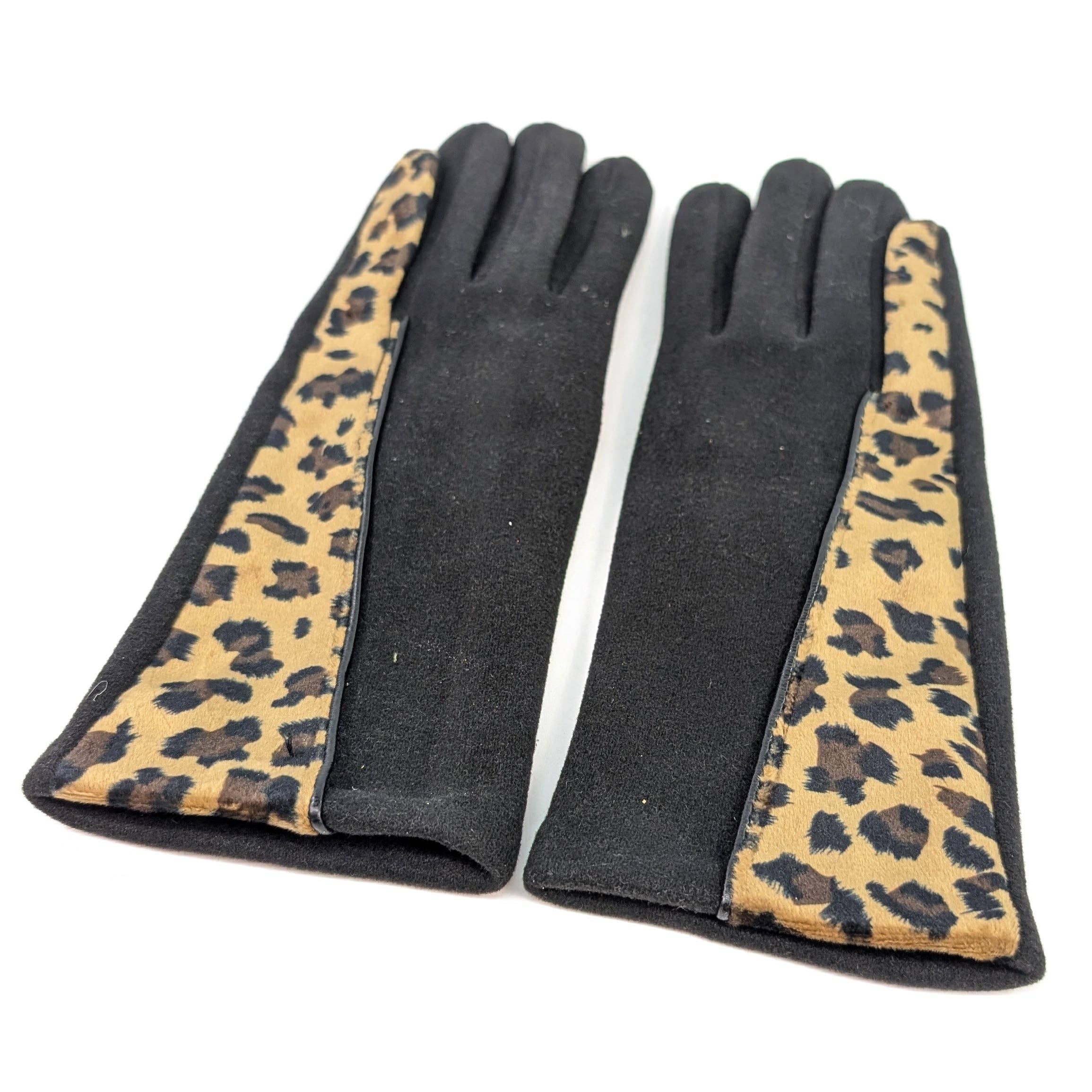 Black Ginger – wholesale Gloves – Women's – Animal Print Brushstroke Gloves - Black3