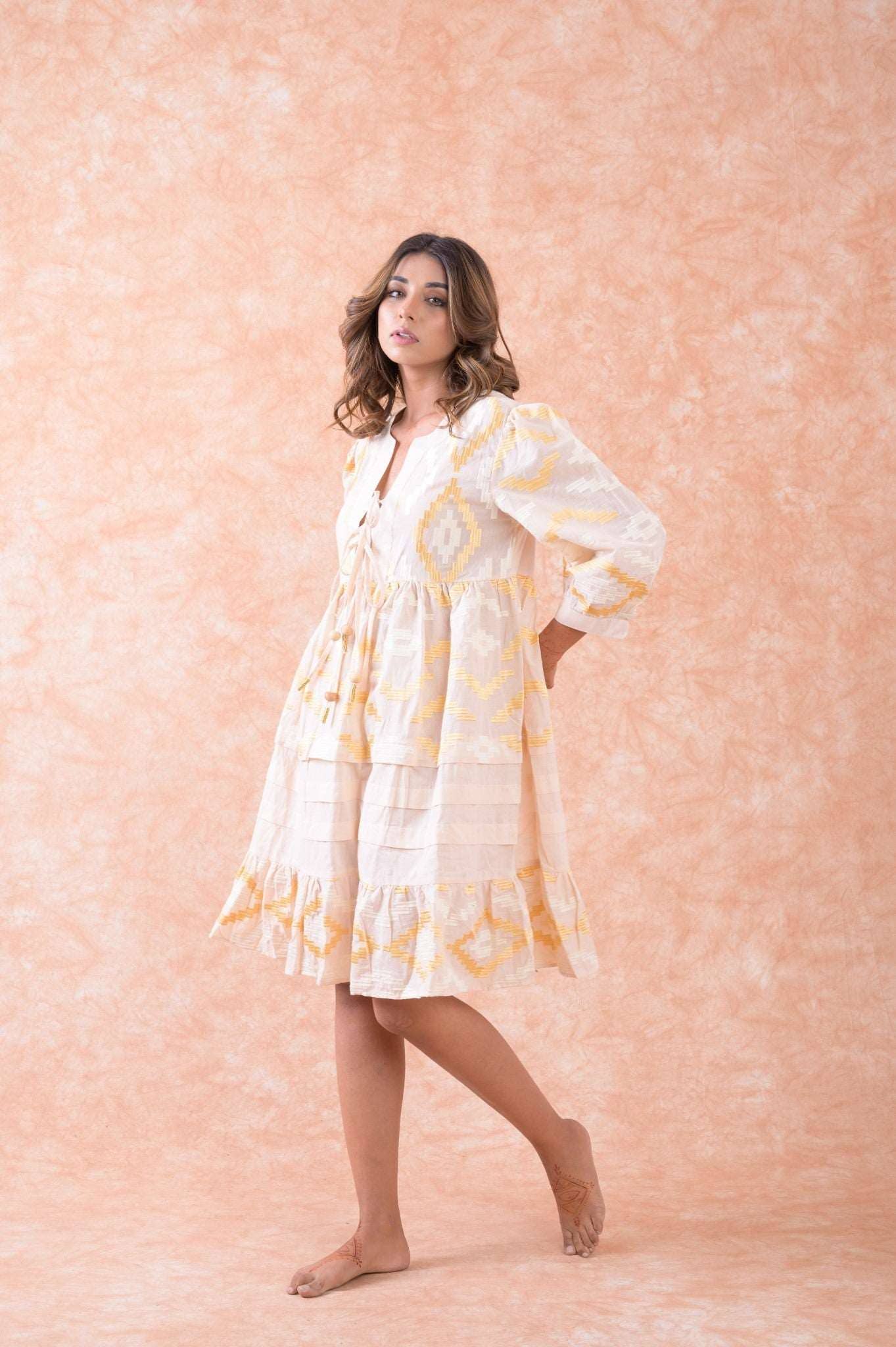 Rhea - Wholesale Dress - Women's - Rhea Art Tunic Top, Lightweight Cotton Ruffle Hem Design6