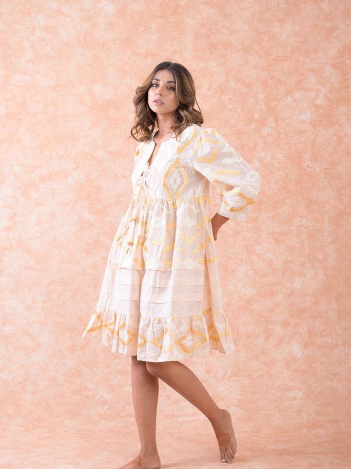 Rhea - Wholesale Dress - Women's - Rhea Art Tunic Top, Lightweight Cotton Ruffle Hem Design6