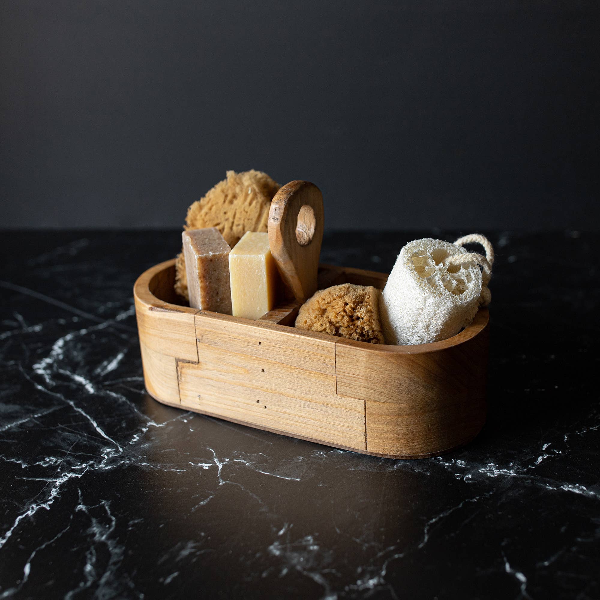 Foreside Home & Garden - Wholesale Bath Caddy - Yuma Slotted Oval Caddy Natural Wood0