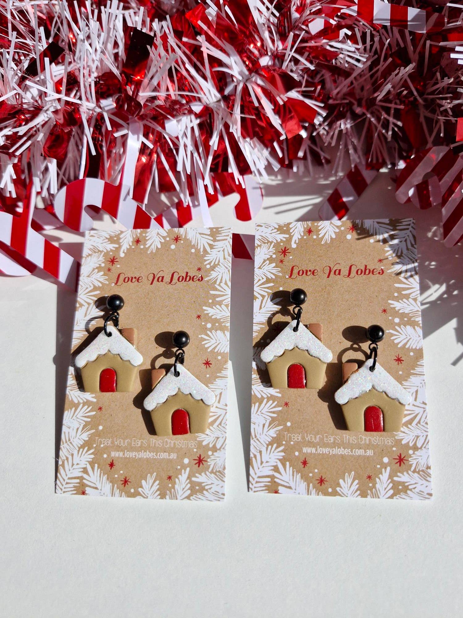 Love Ya Lobes - Wholesale Dangle earrings - Gingerbread House Dangles + Studs