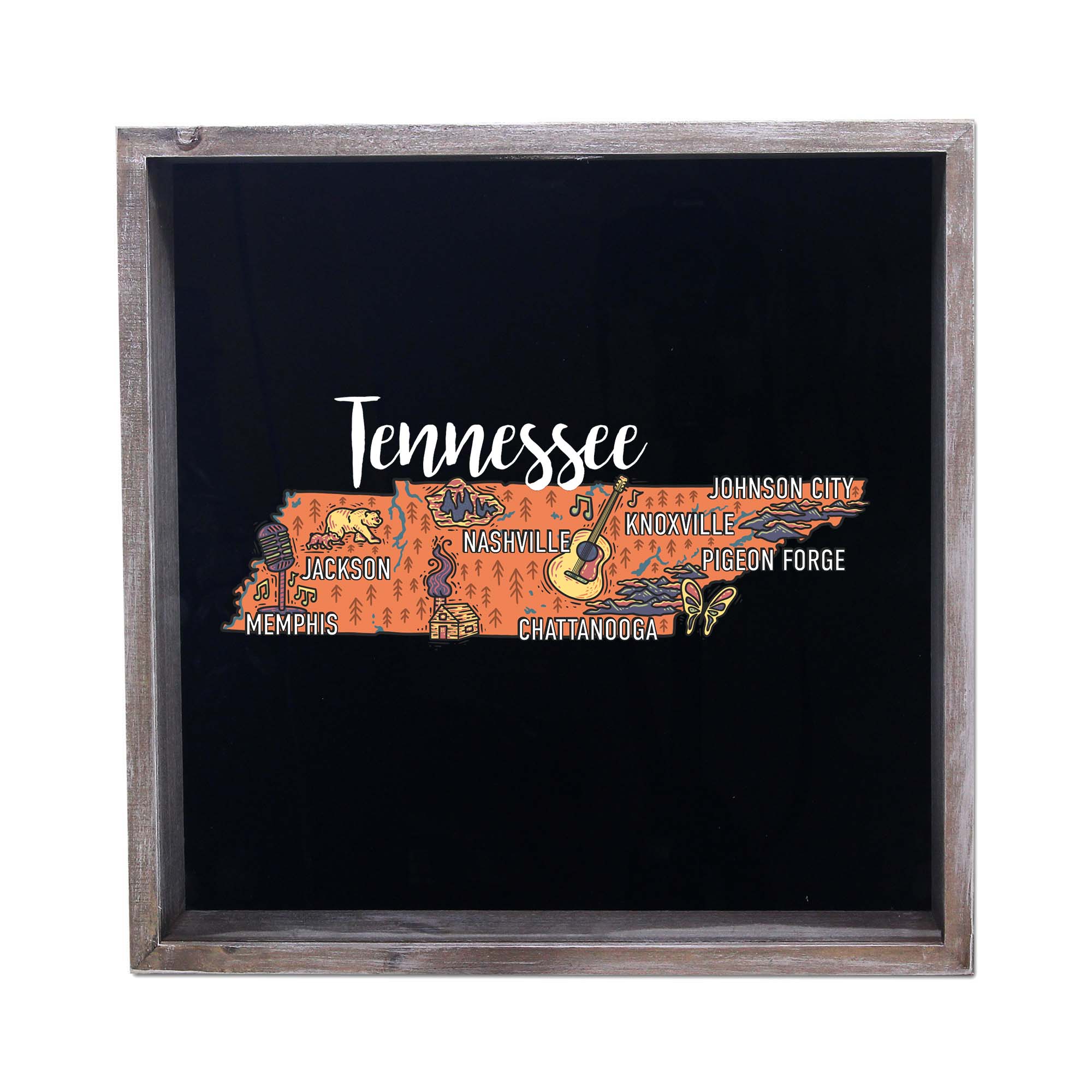 Torched Products - Wholesale Sign - State Map Design Shadow Box - Gray39