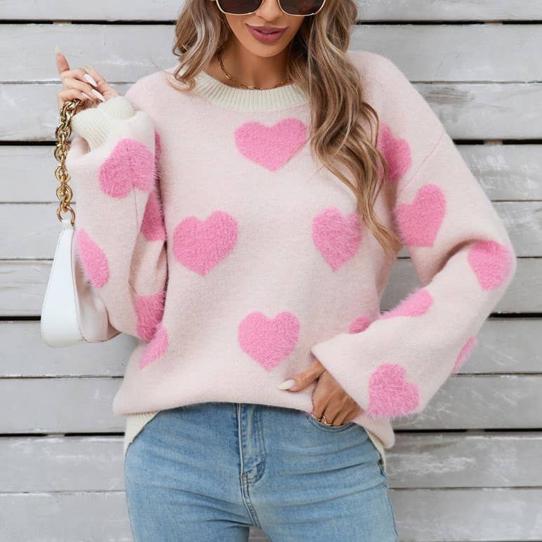 Rosa Clothing - Wholesale Knit Sweater - Women's - Cosy Hearts Jacquard Knitted Sweater3