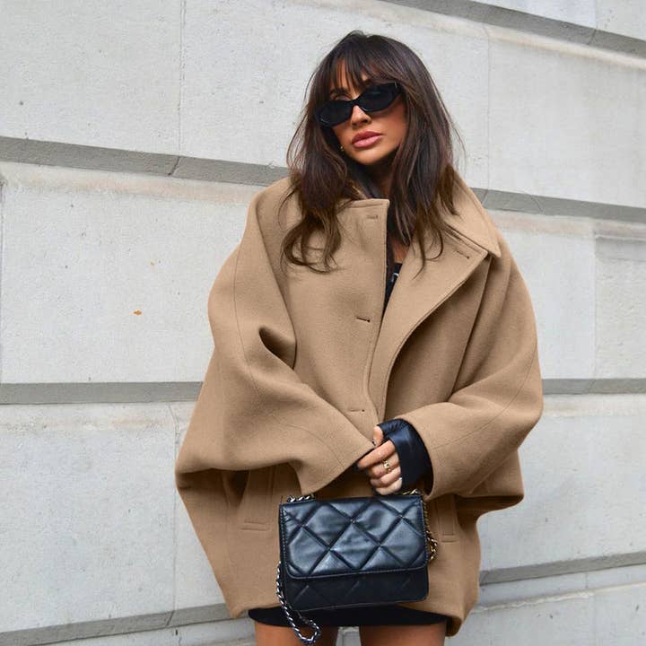 Marayn - Wholesale Cardigan - Women's - Autumn Chic Brown Wool Batwing Cardigan12