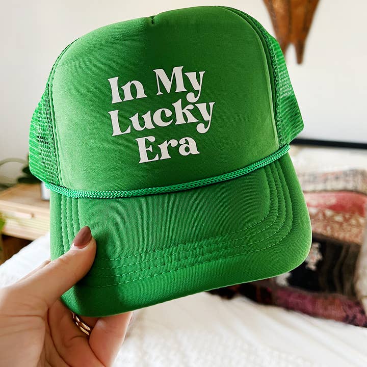Maddon and Co - Wholesale Trucker hat – Women’s - Green "In My Lucky Era" St Patrick's Day Trucker Hat1