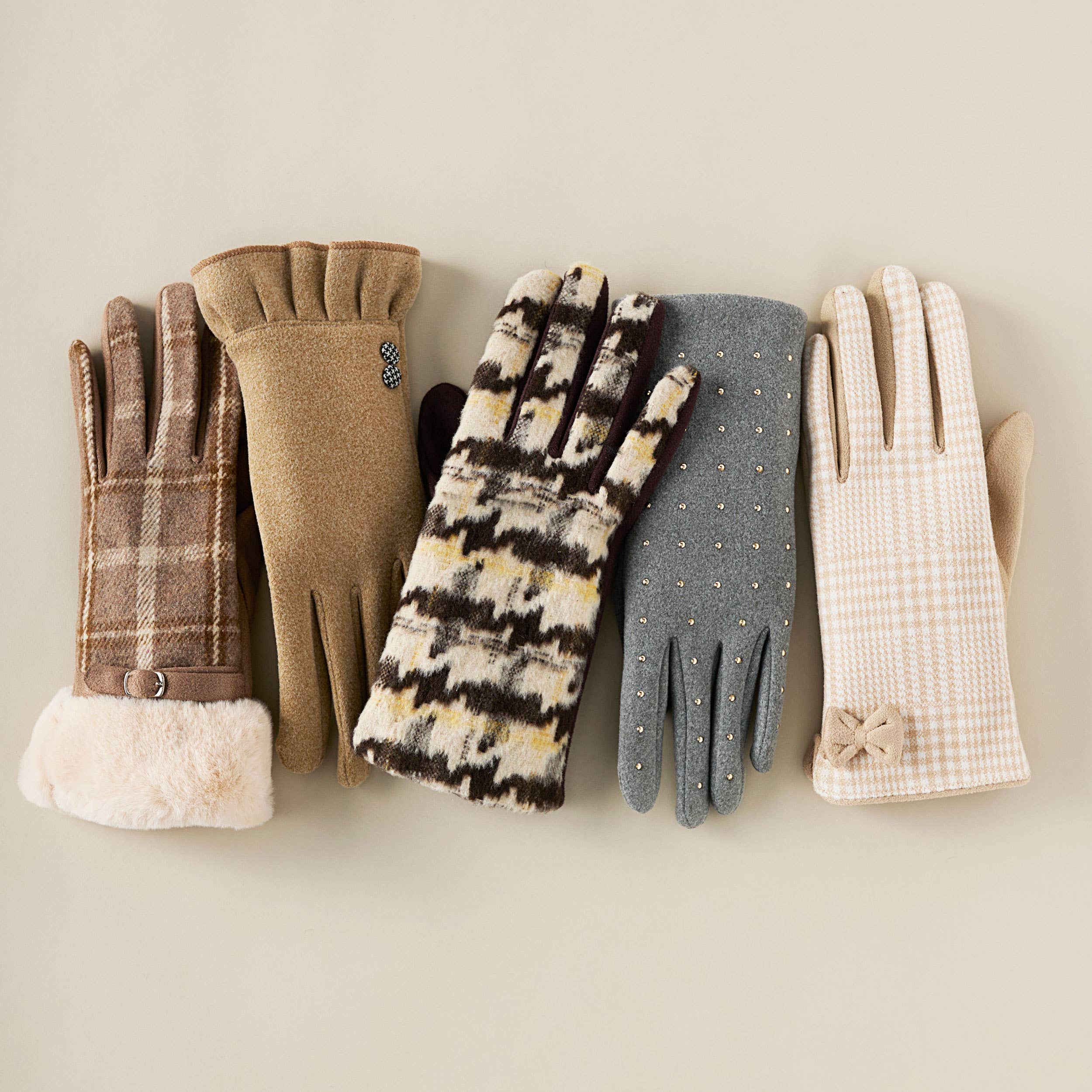 COCO + CARMEN - Vente Gants – femme - Gants à écran tactile pied-de-poule4