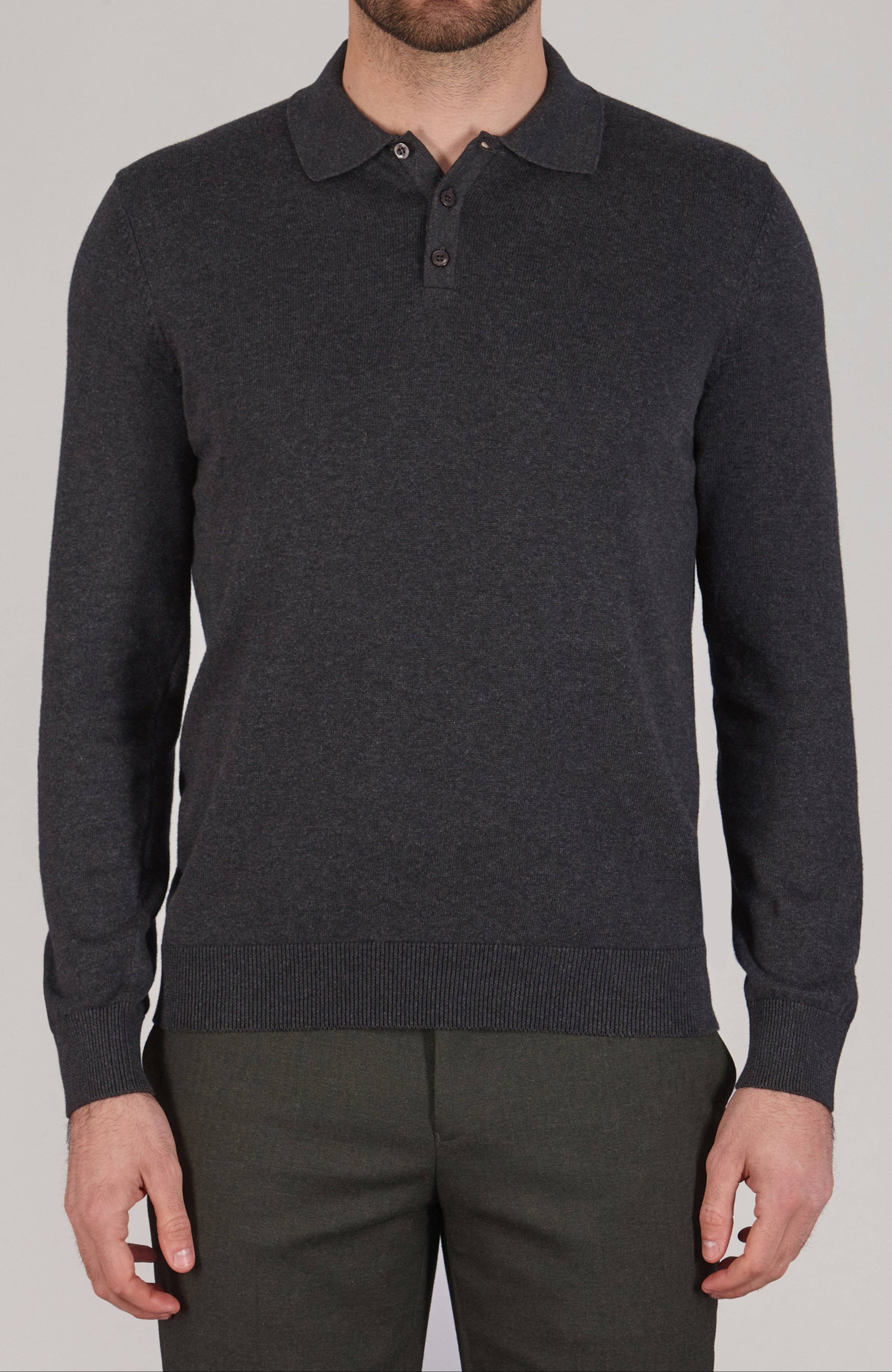 Paul James Knitwear – wholesale Polo – Men’s – Mens Lightweight Cotton Long Sleeve Knitted Polo Shirt31