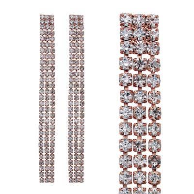 3 Line Rhinestone Earring, 5" - 4mm for wholesale by Western Fashion