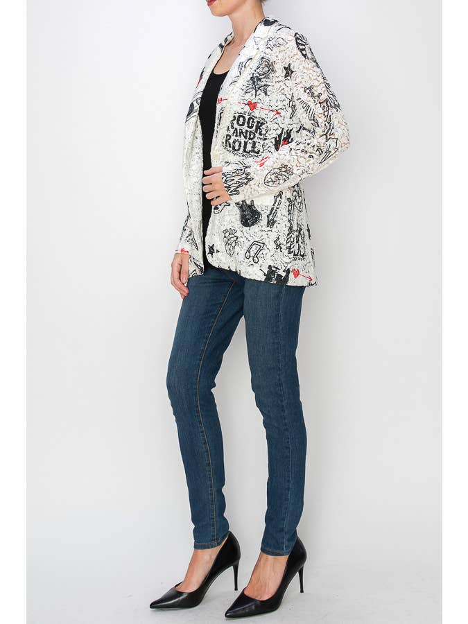 Glam Sequin Embellished Lace Blazer Jacket - 4800IV RNR for wholesale on Faire1