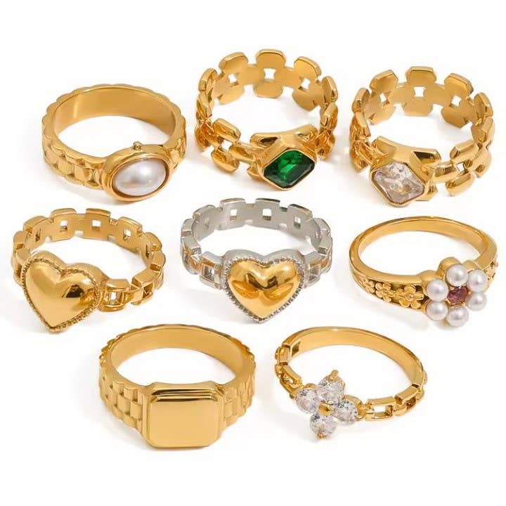 JOSSLYN by wall to wall - Wholesale Multi-Stone Ring - 18K STAINLESS STEEL TARNISH FREE  RINGS | 40R1194