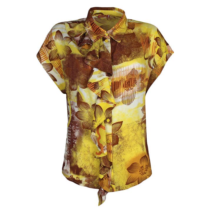 Abstracte Bloemen Viscose Korte Mouwen Overhemd voor wholesale door Lalipop Design