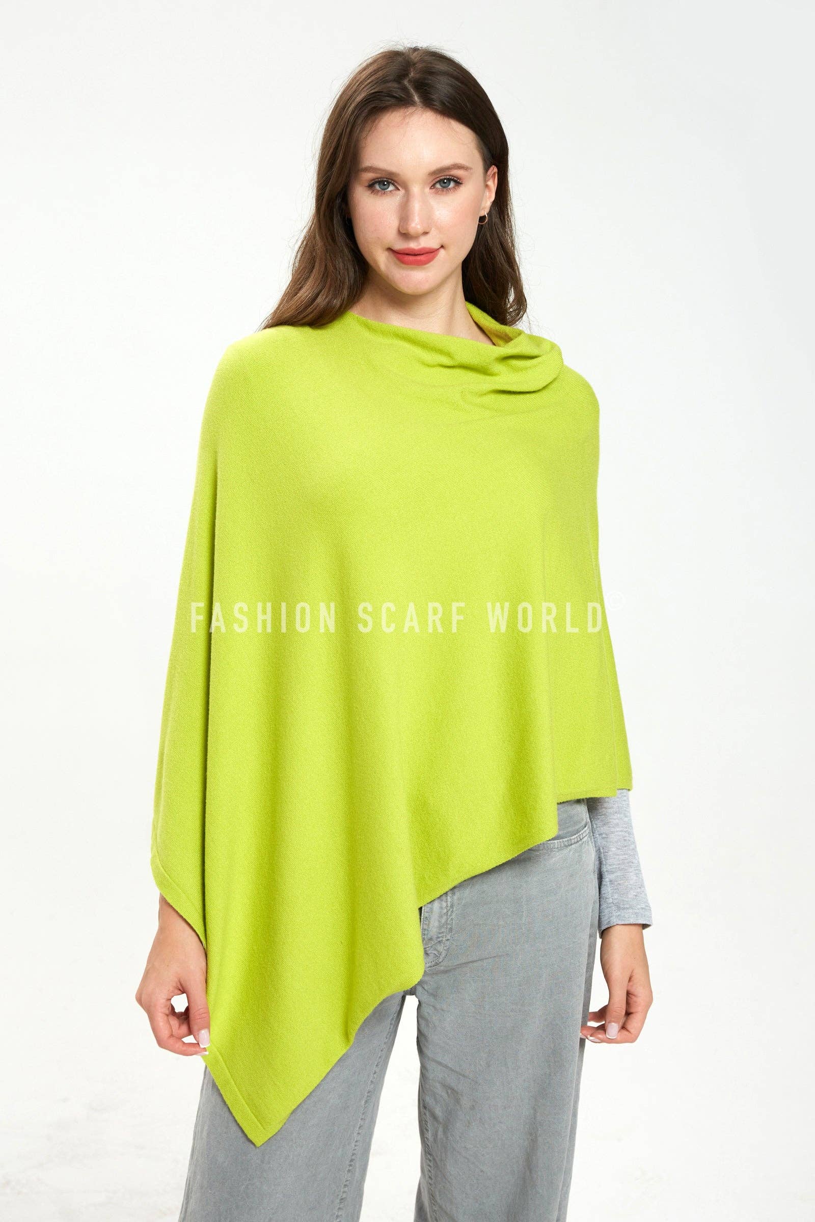 Fashion Scarf World - Vente Poncho – femme - Poncho uni en laine confortable15