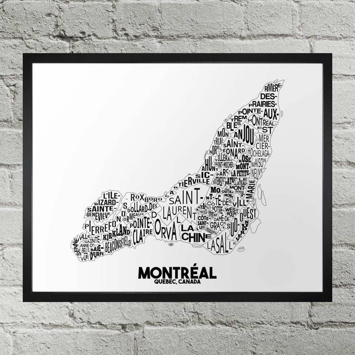 Montreal Quebec Nachbarschaft Typographie Stadtplan Drucken für den Großhandel von Damon D Chan