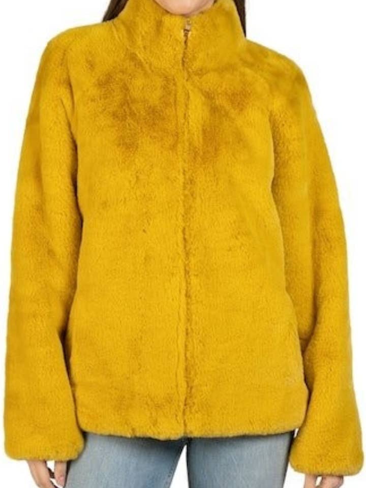Love Token High Collar Faux Fur Jacket for wholesale by New Yorker's Apparel