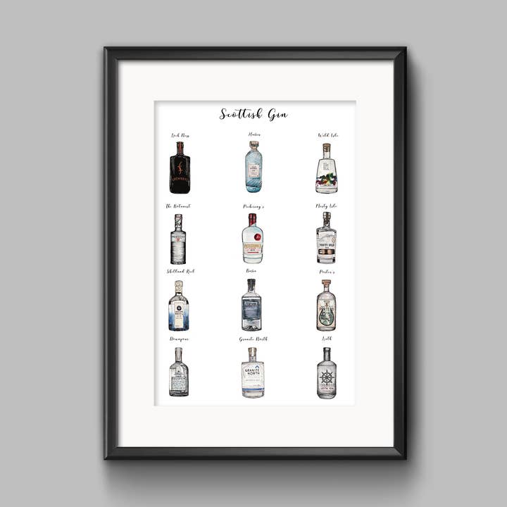 Scottish Gin Art Print for wholesale by Sarah Leask Studio