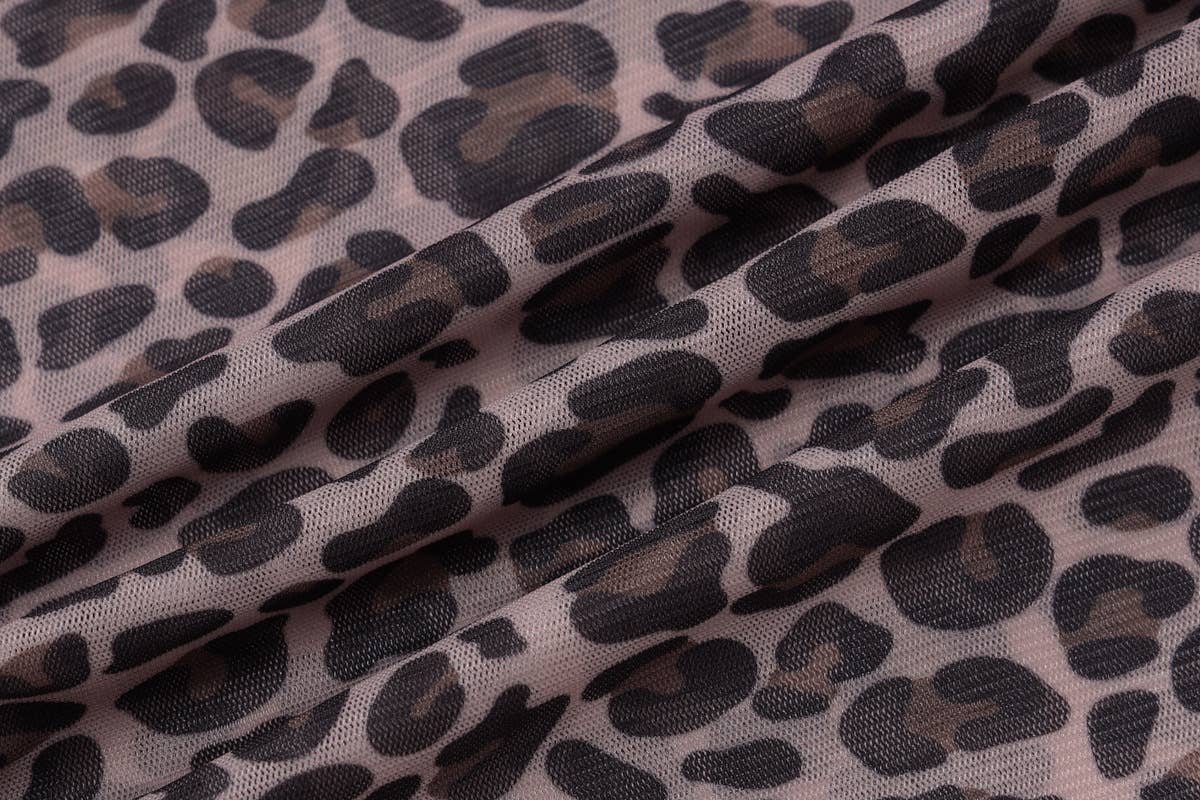 Leopard semi sheer mesh see-through long sleeve Top for wholesale on Faire7