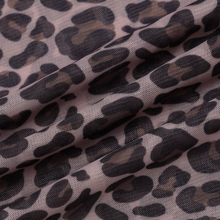 Leopard semi sheer mesh see-through long sleeve Top for wholesale on Faire7