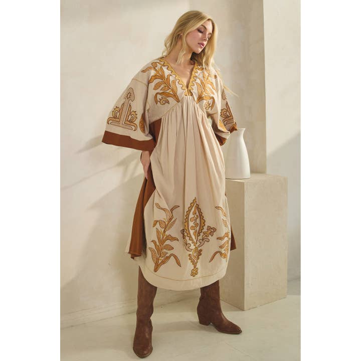 Veveret - Wholesale Dress - Women's - Vintage Embroidery Patch Maxi Dress10