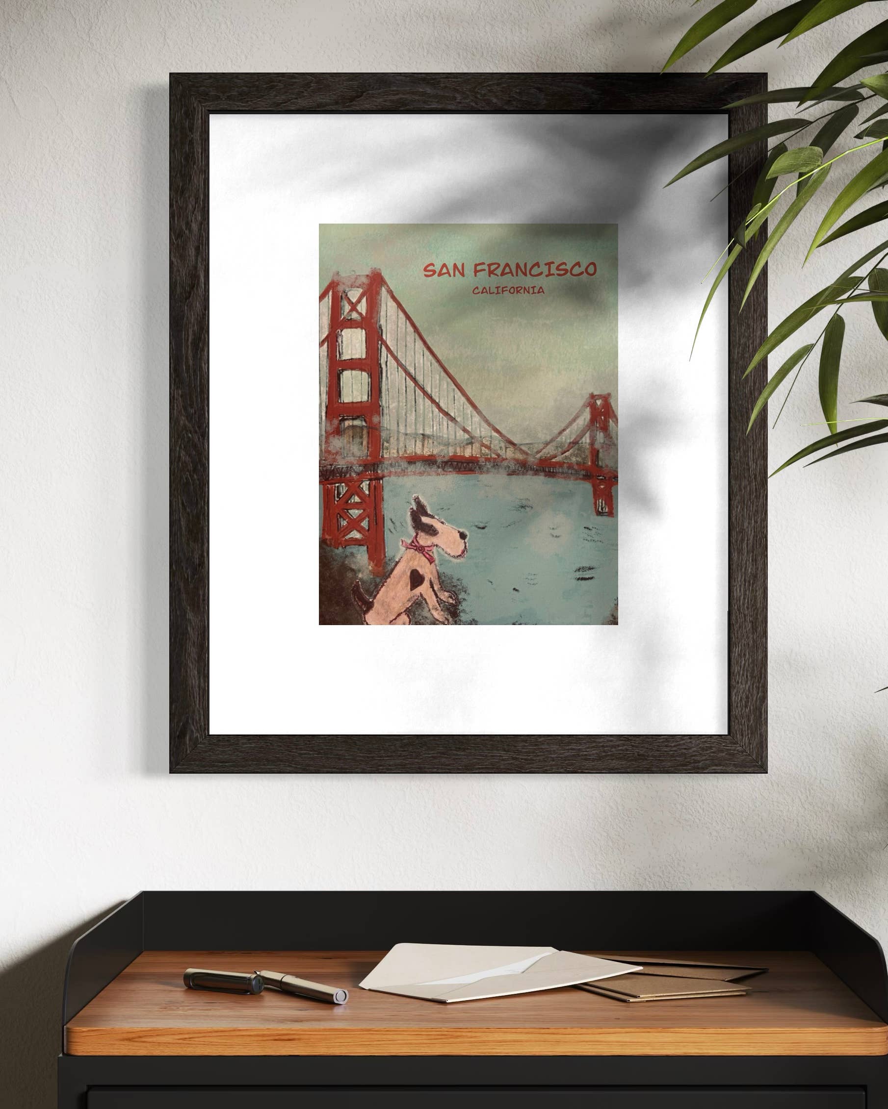 Bernie Street Studios - Wholesale Art Print - Golden Gate Bridge San Francisco scene with dog Art Print1